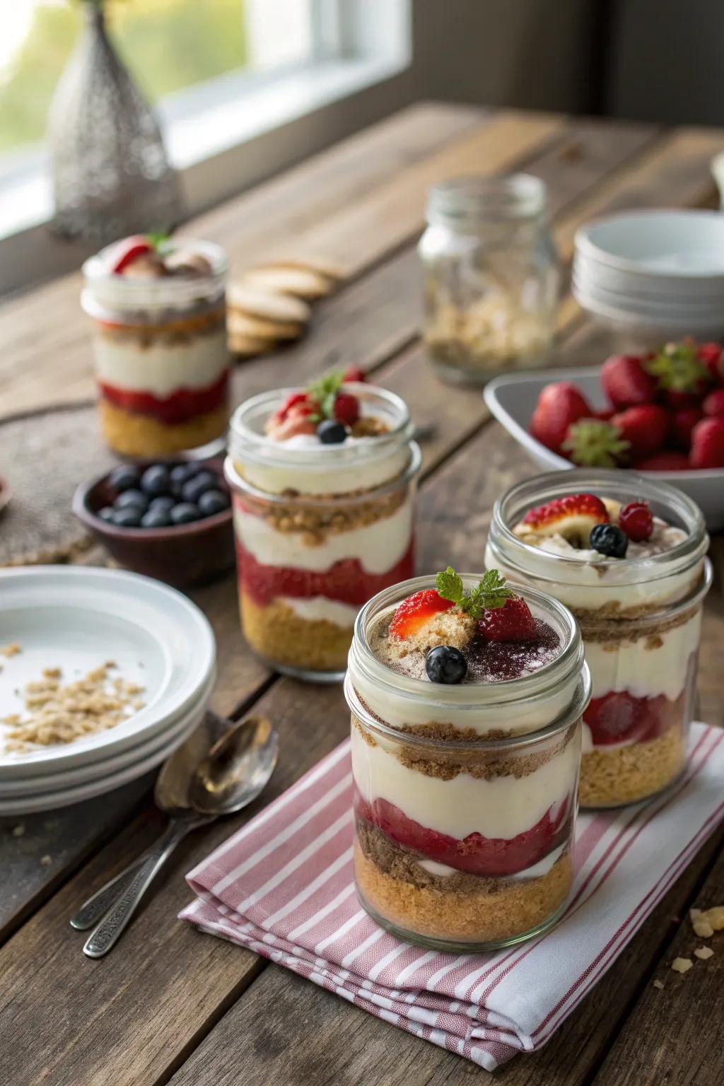 Charming mason jar dessert jars offering a rustic and personalized touch.