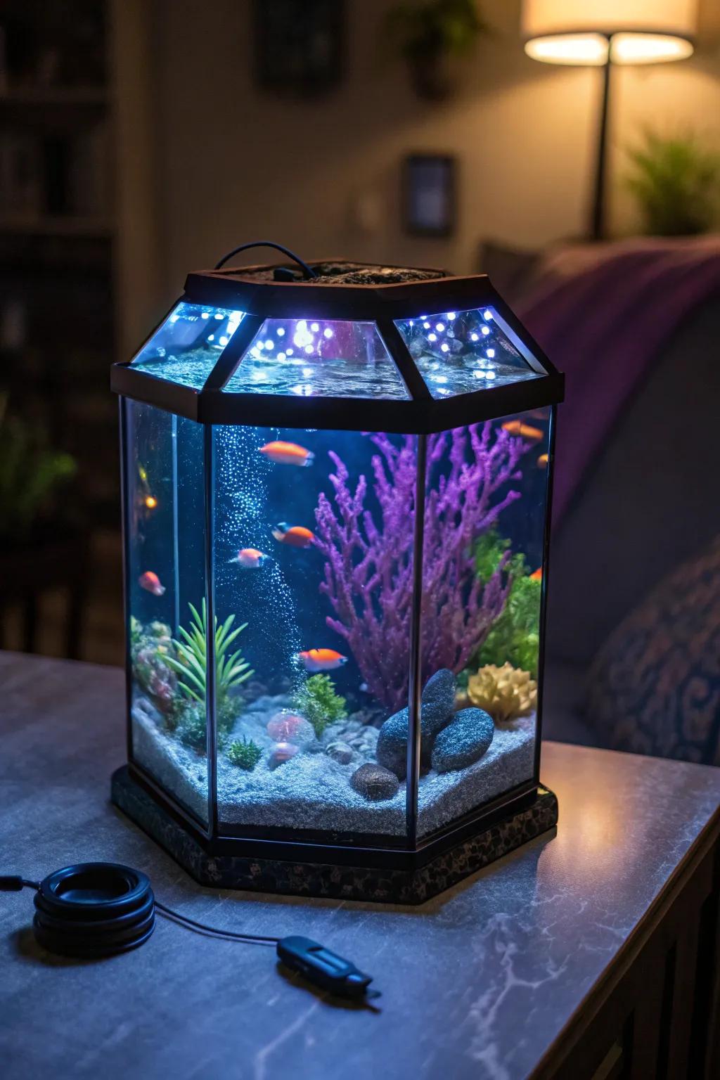 Use LED lighting to transform your tank's ambiance.