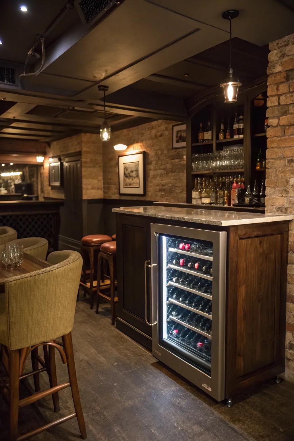 Keep your wine perfectly chilled with a built-in cooler in your bar.