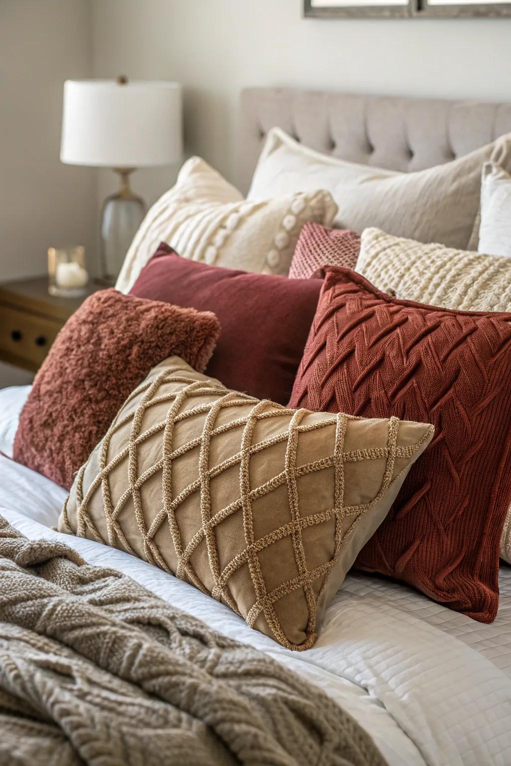 Textures can transform your pillow arrangement into a tactile delight.