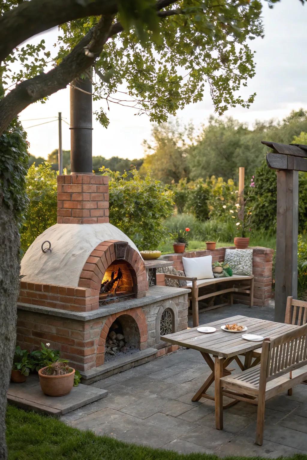 Indulge in artisanal pizzas and more with a delightful pizza furnace.