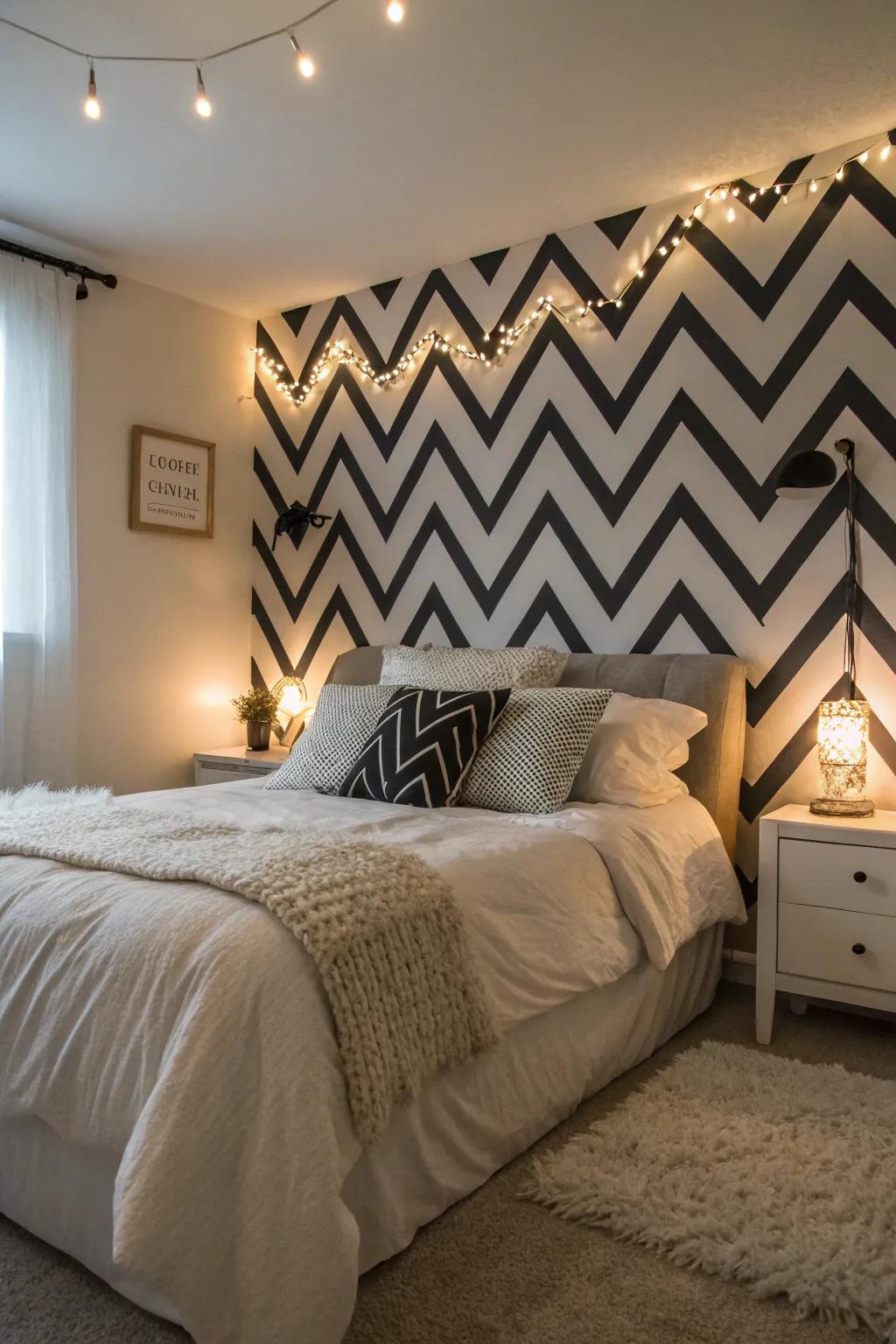 A chevron pattern adds a touch of sophistication and style.