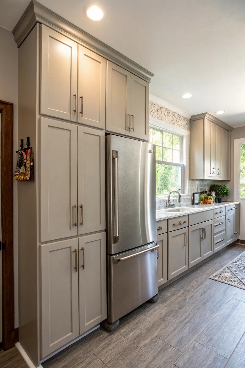 Extended cabinetry creates a seamless and unified kitchen design.