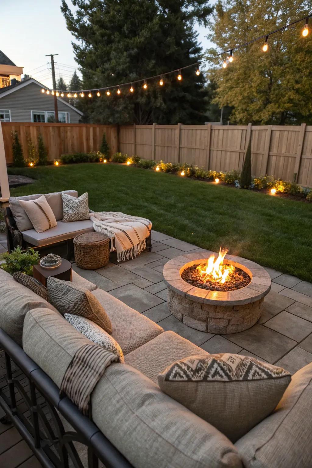 Establish a cozy gathering spot with a DIY fire pit.