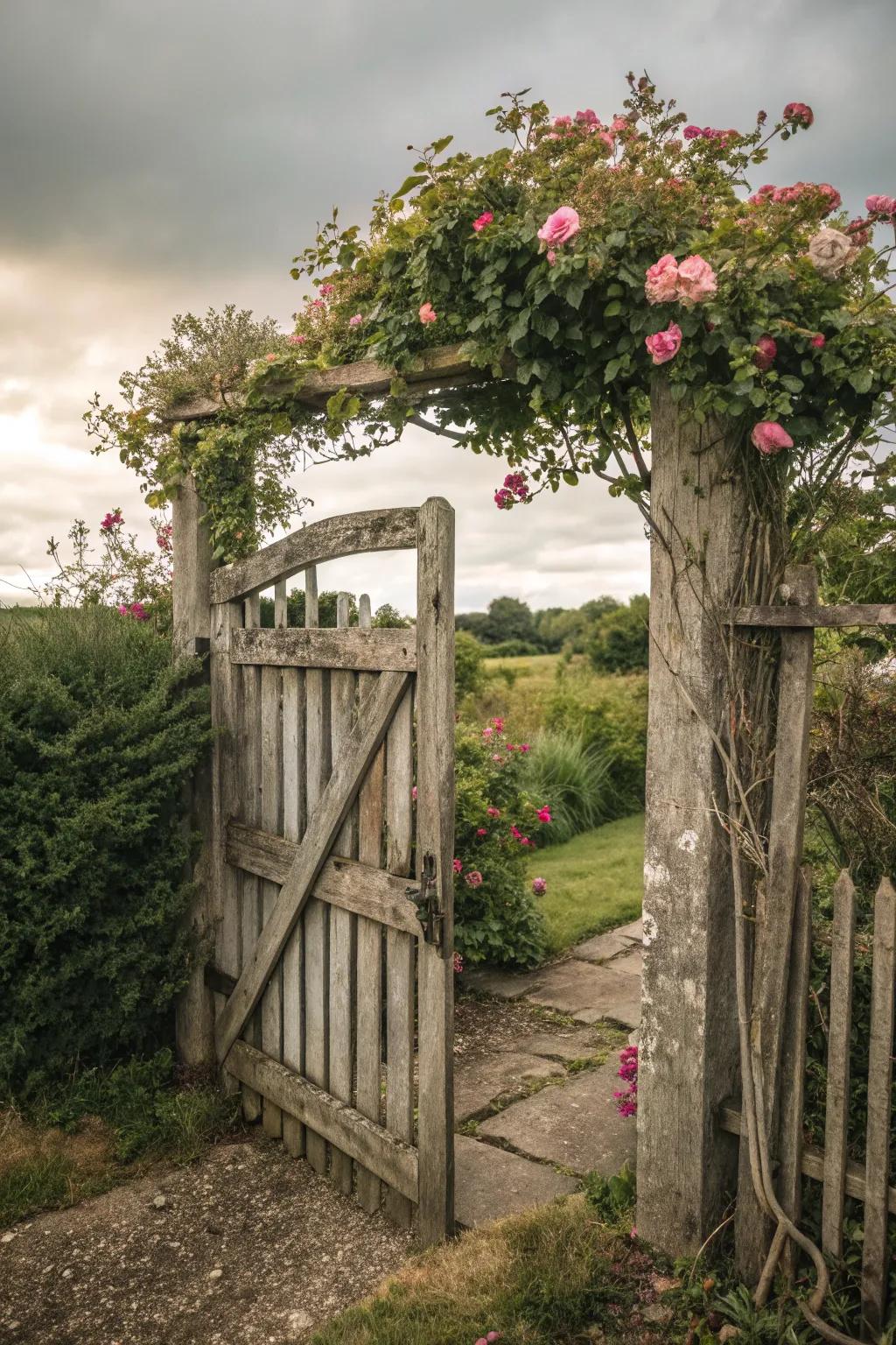 A gateway to nostalgia with rustic vintage charm.