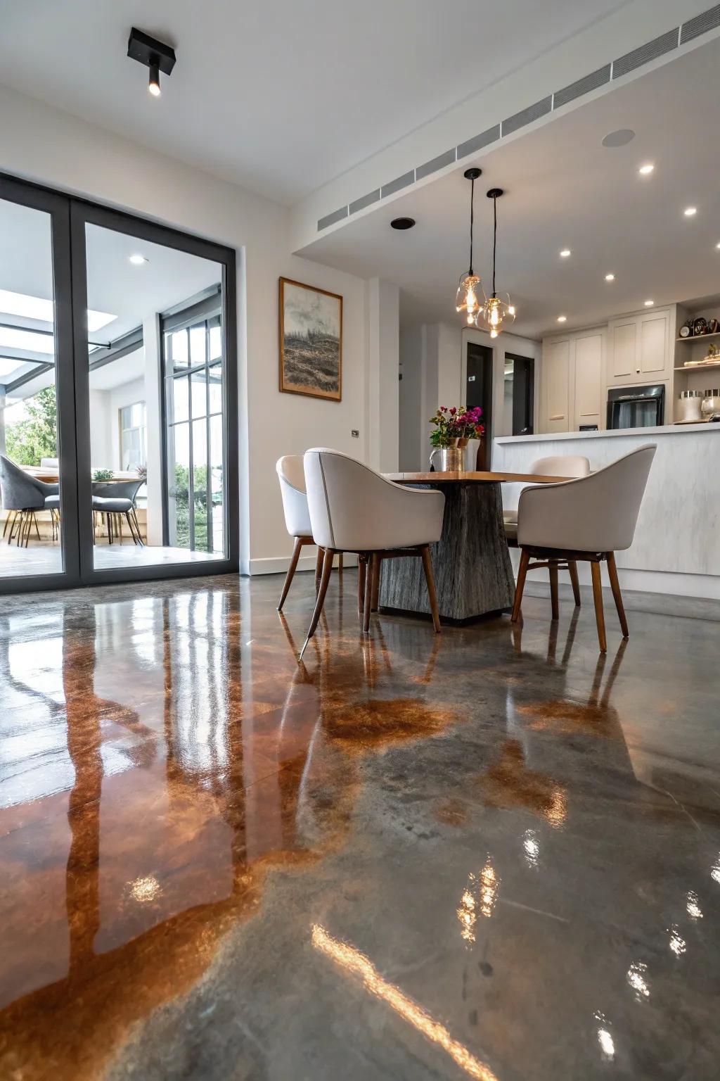 Add a touch of glamour with metallic epoxy floors that dazzle.