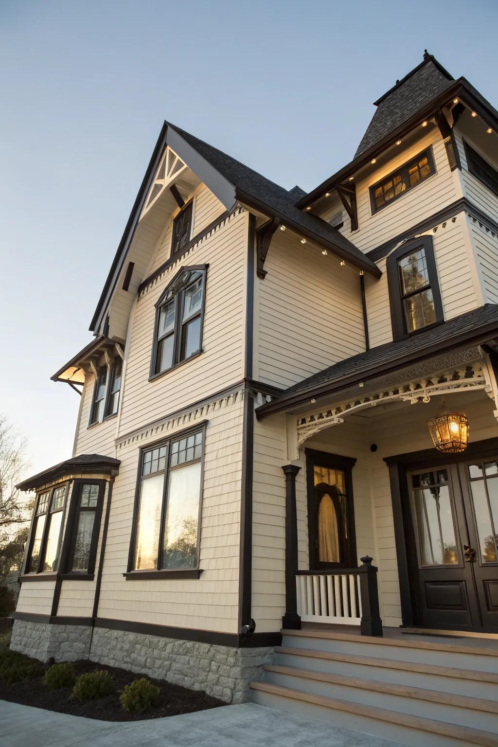 Contrasting trim accentuates building beauty.