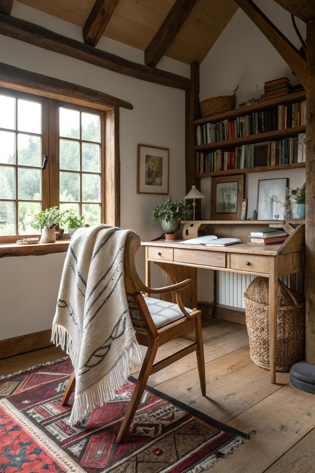 Plush carpets and throws provide texture and warmth.
