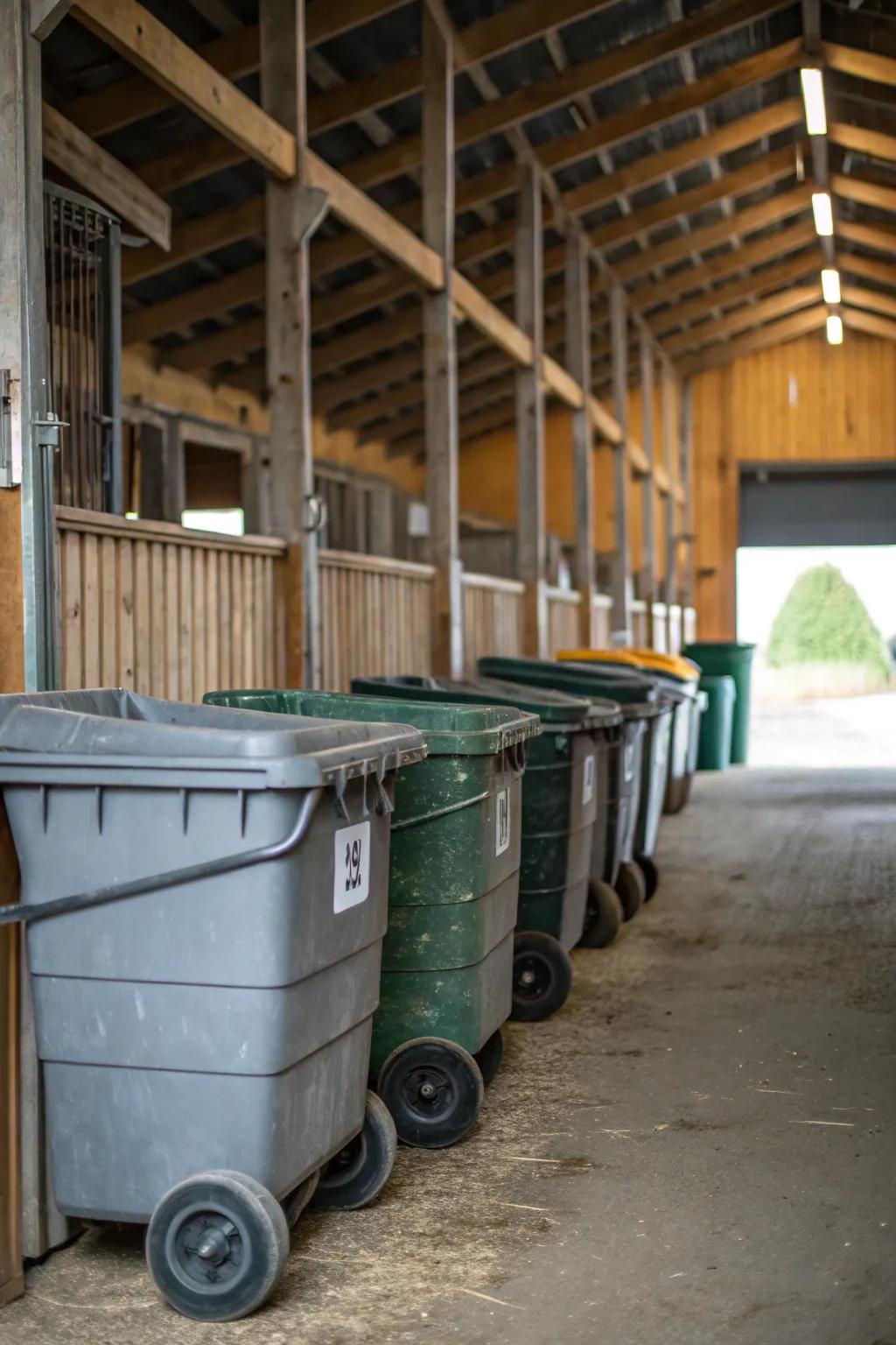 Rolling bins offer flexibility and ease in your feed room.