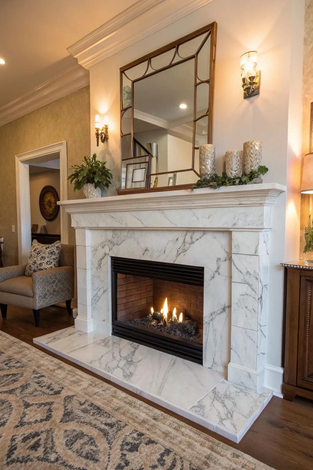 Elevate your space with a luxurious marble mantel.