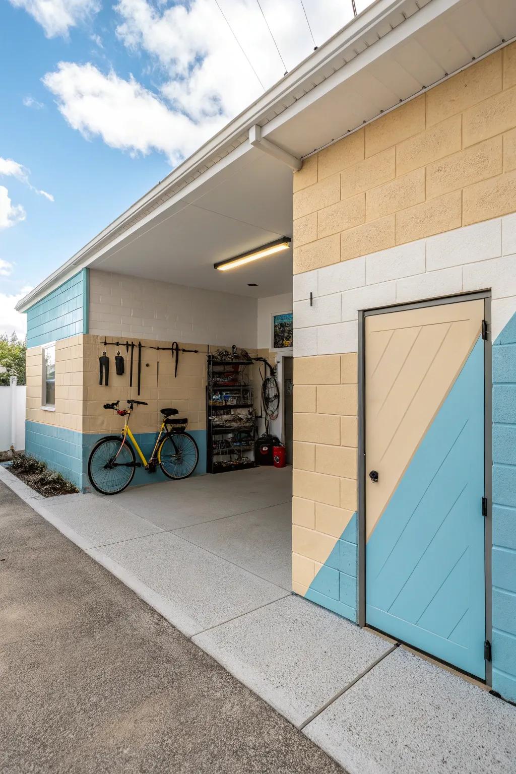 Two-tone walls bring a touch of elegance to any garage.