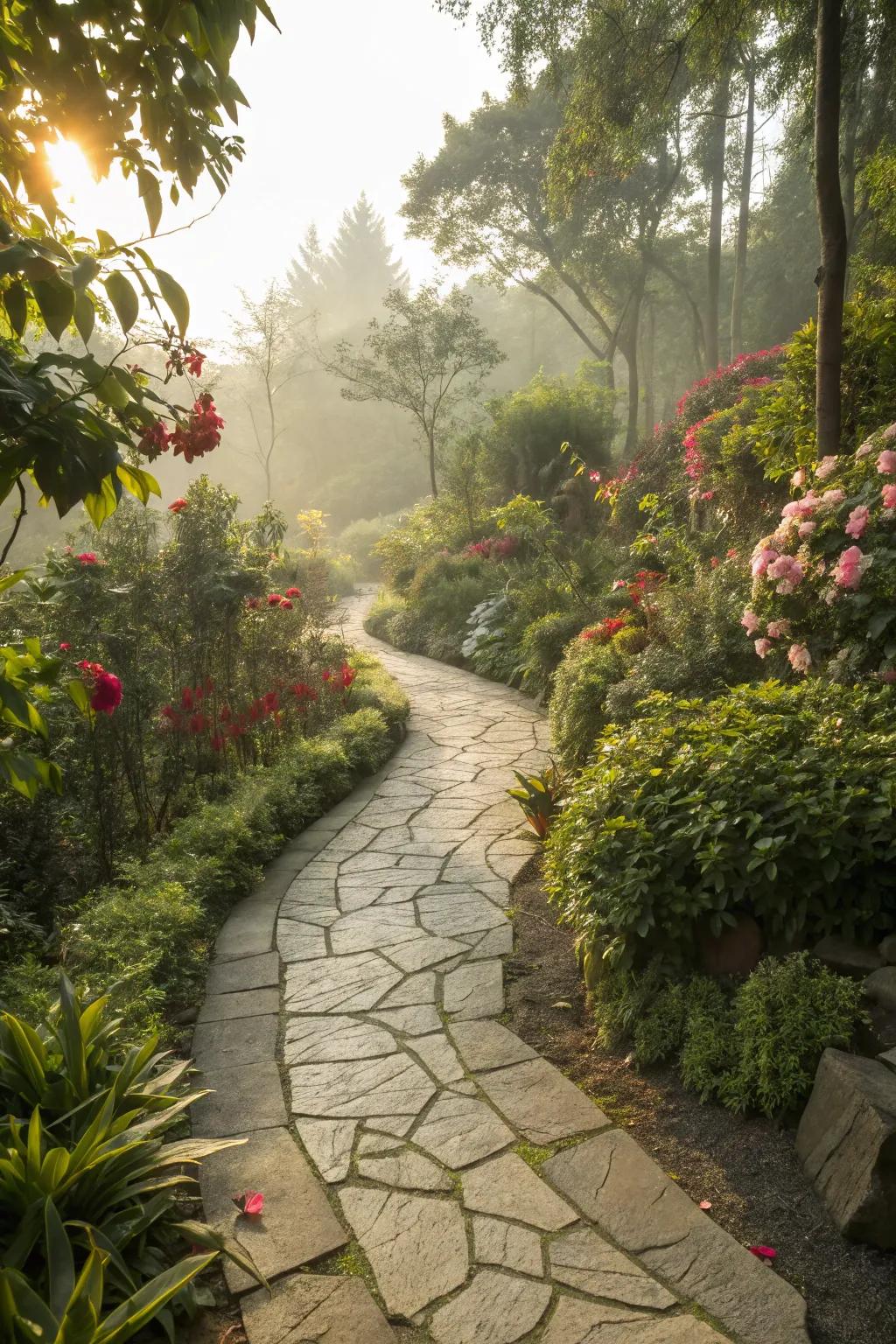 Decorative stone pathways add charm and structure to your garden.