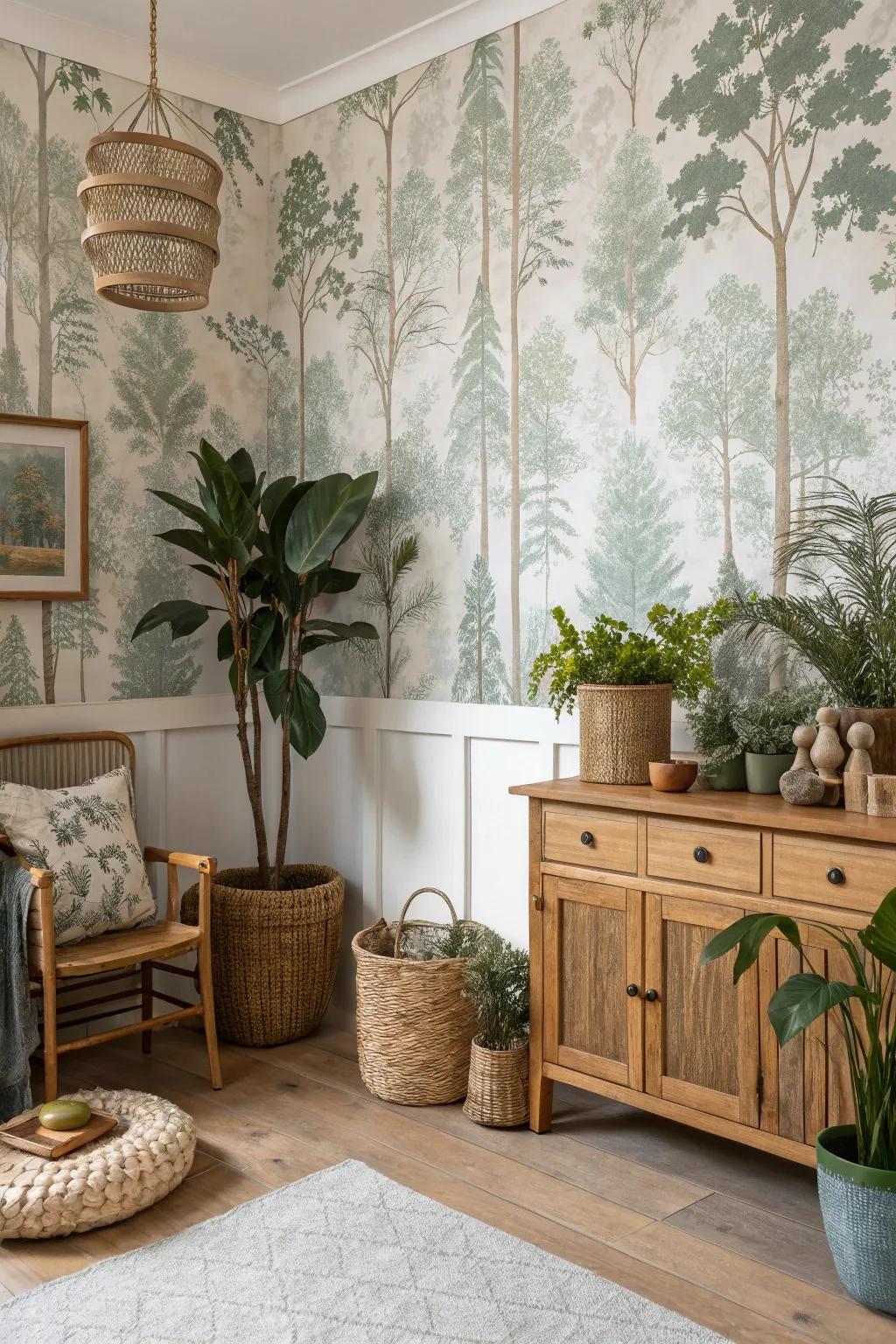 Wildlife-themed wallpaper designs create an effortless flow with nature.