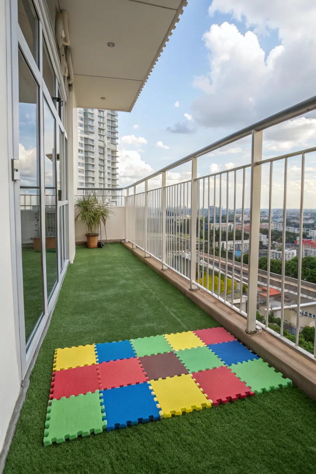 Soft flooring provides a safe and comfy area for kids to play and explore.