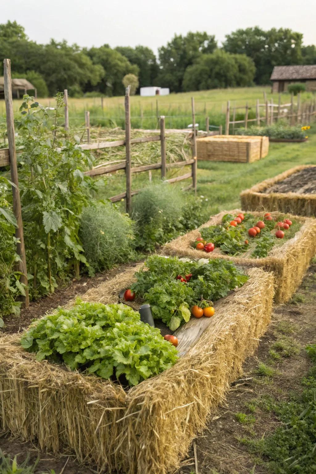 Straw bales are a perfect eco-friendly choice for raised garden beds.