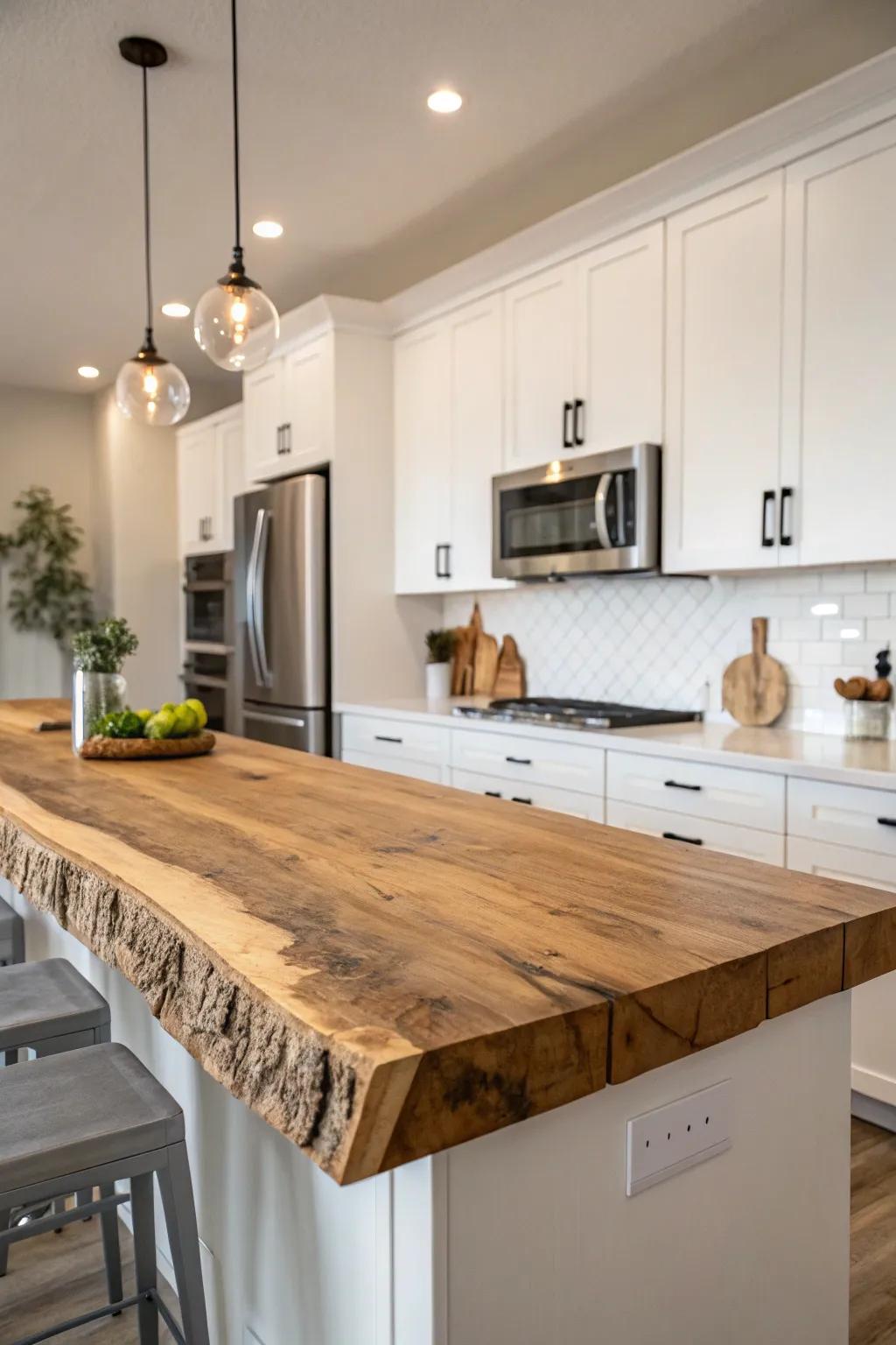 A modern kitchen with a perfect blend of rustic and sleek design.