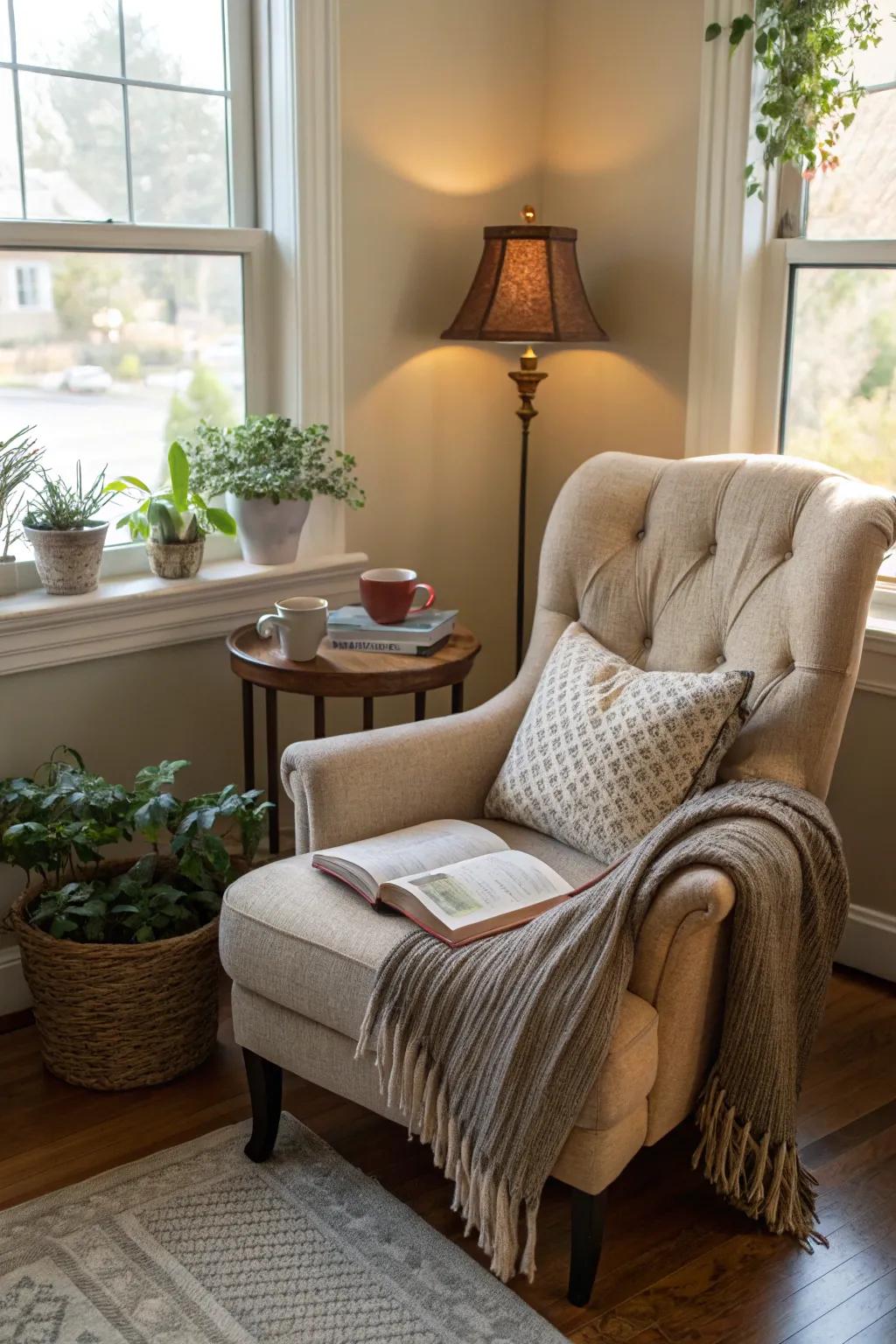 Relaxing spots are ideal reading nooks.