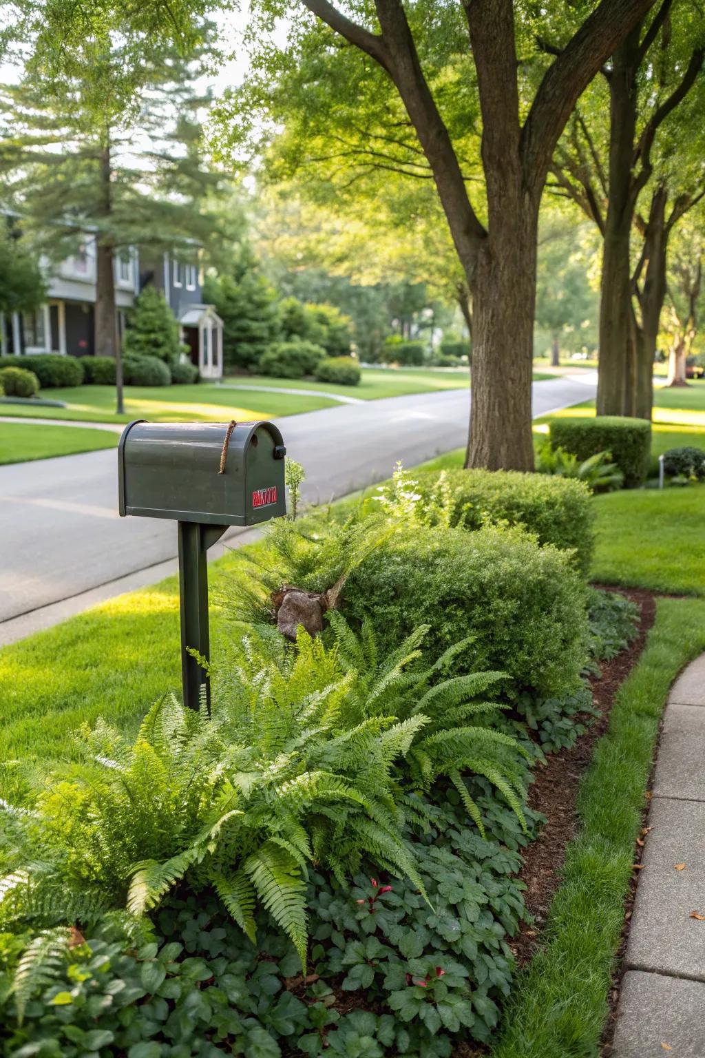 Accentuate your mailbox zone with lush greenery and shrubs.