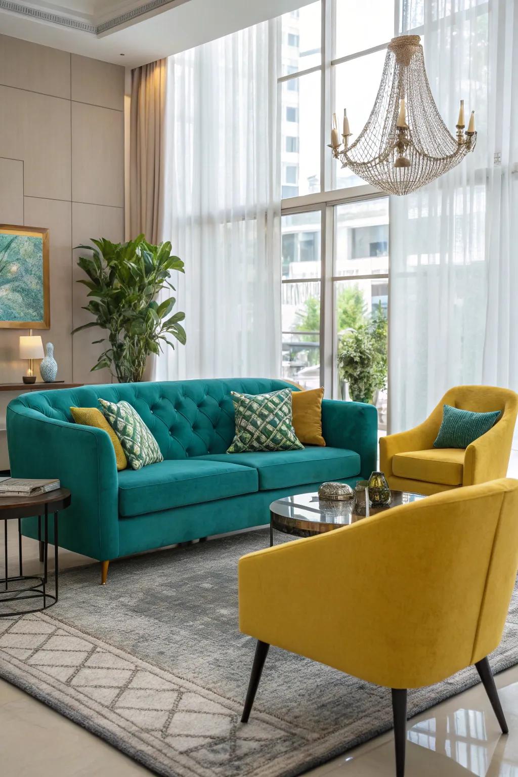 Create a striking statement with a cerulean lounger.