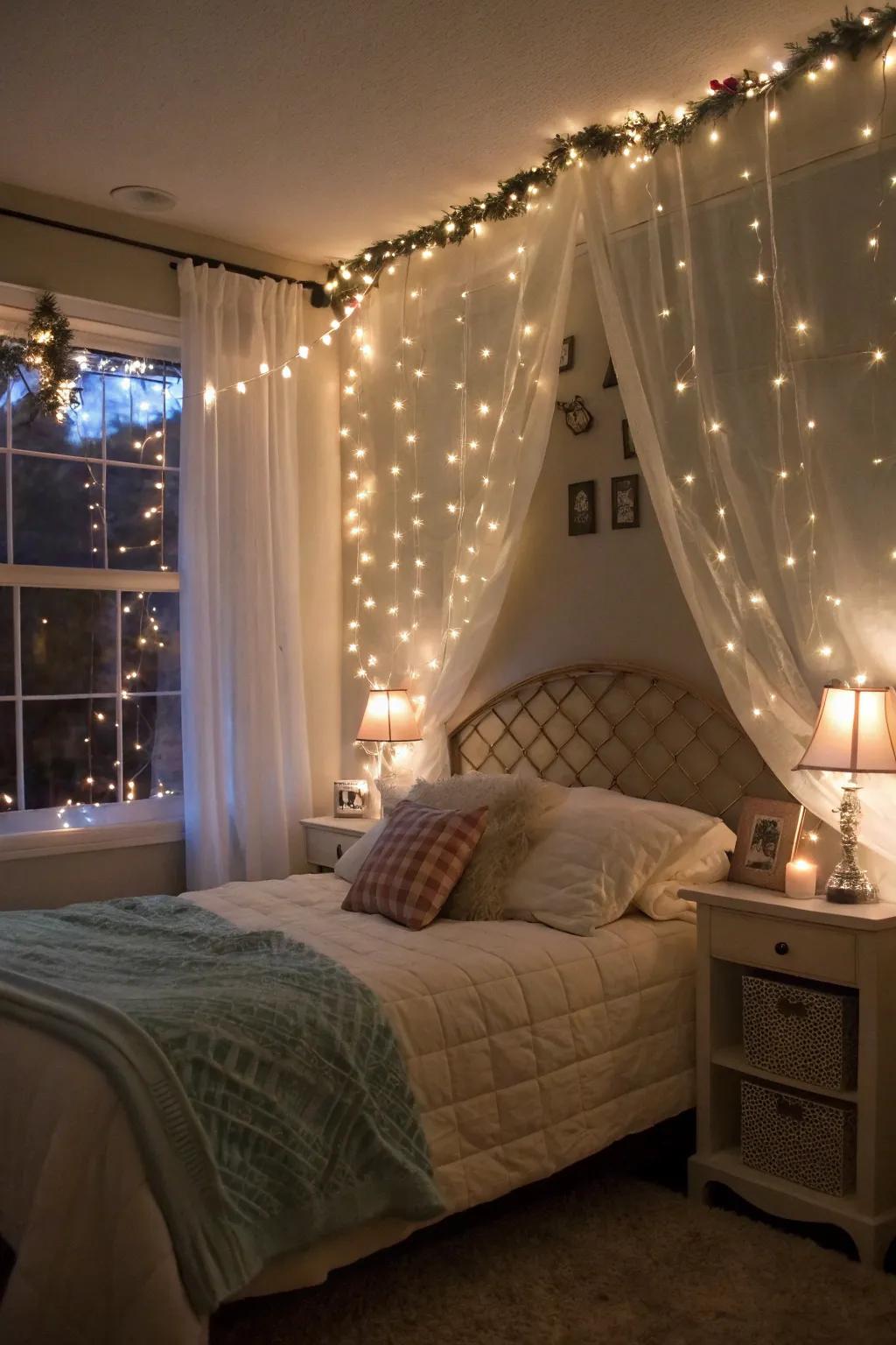 Quirky fairy lights contribute allure to your bedroom.