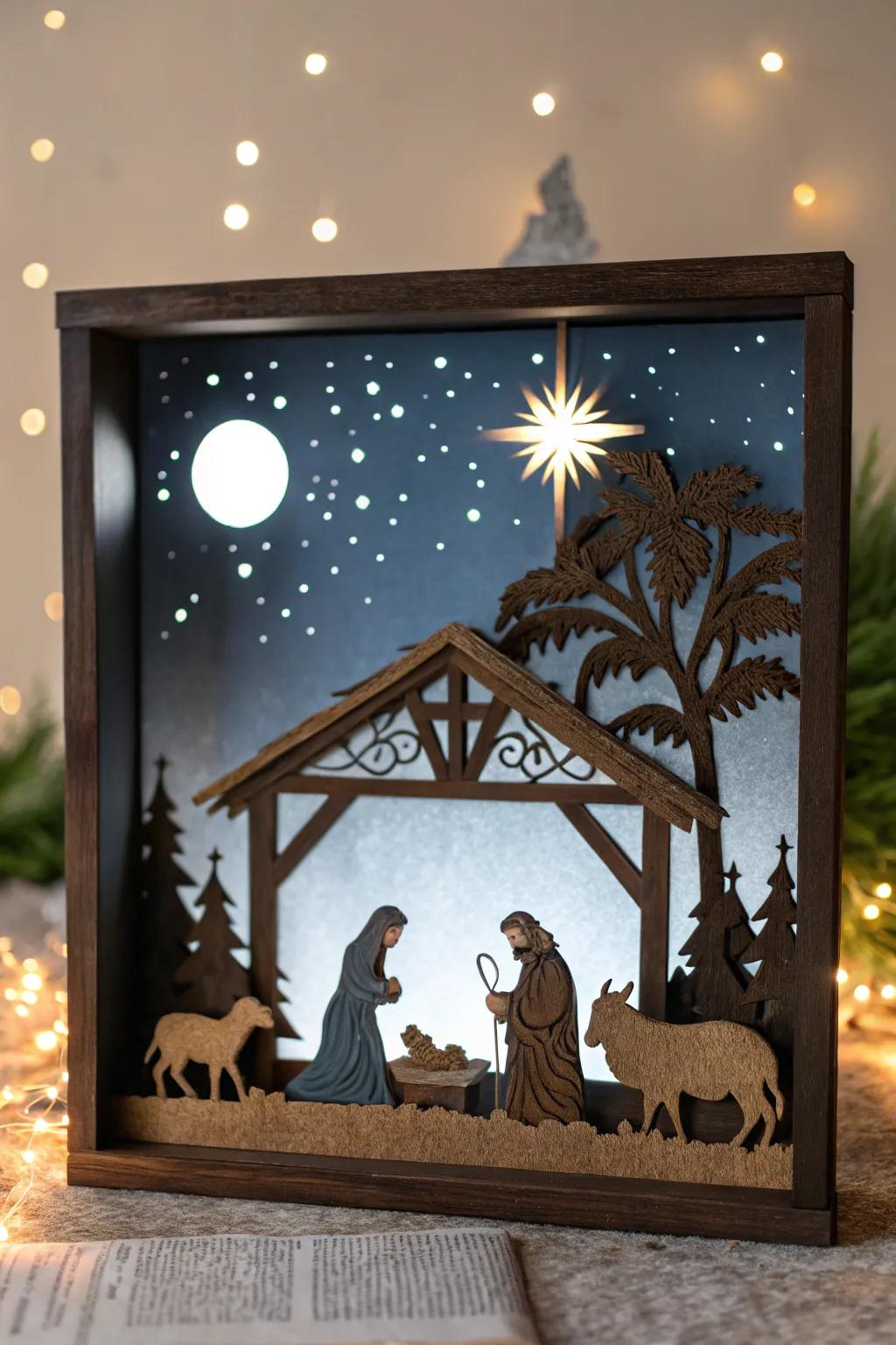 A shadow box diorama offers a unique take on the nativity.