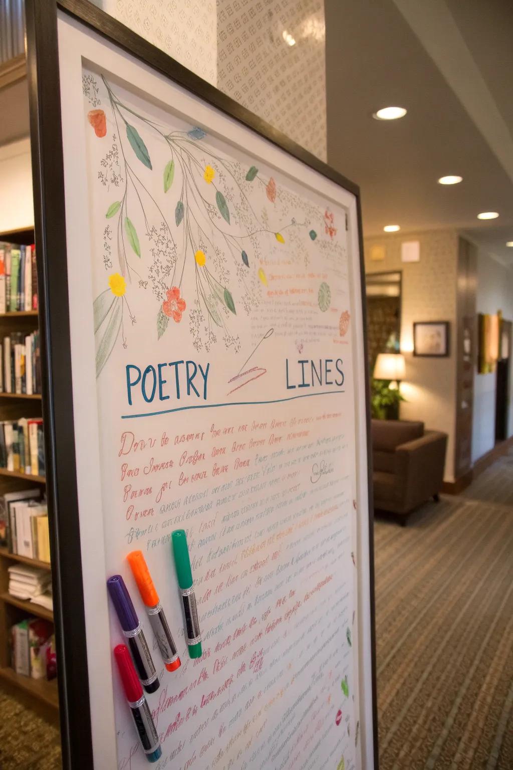 An interactive poetry frame invites creativity and collaboration.