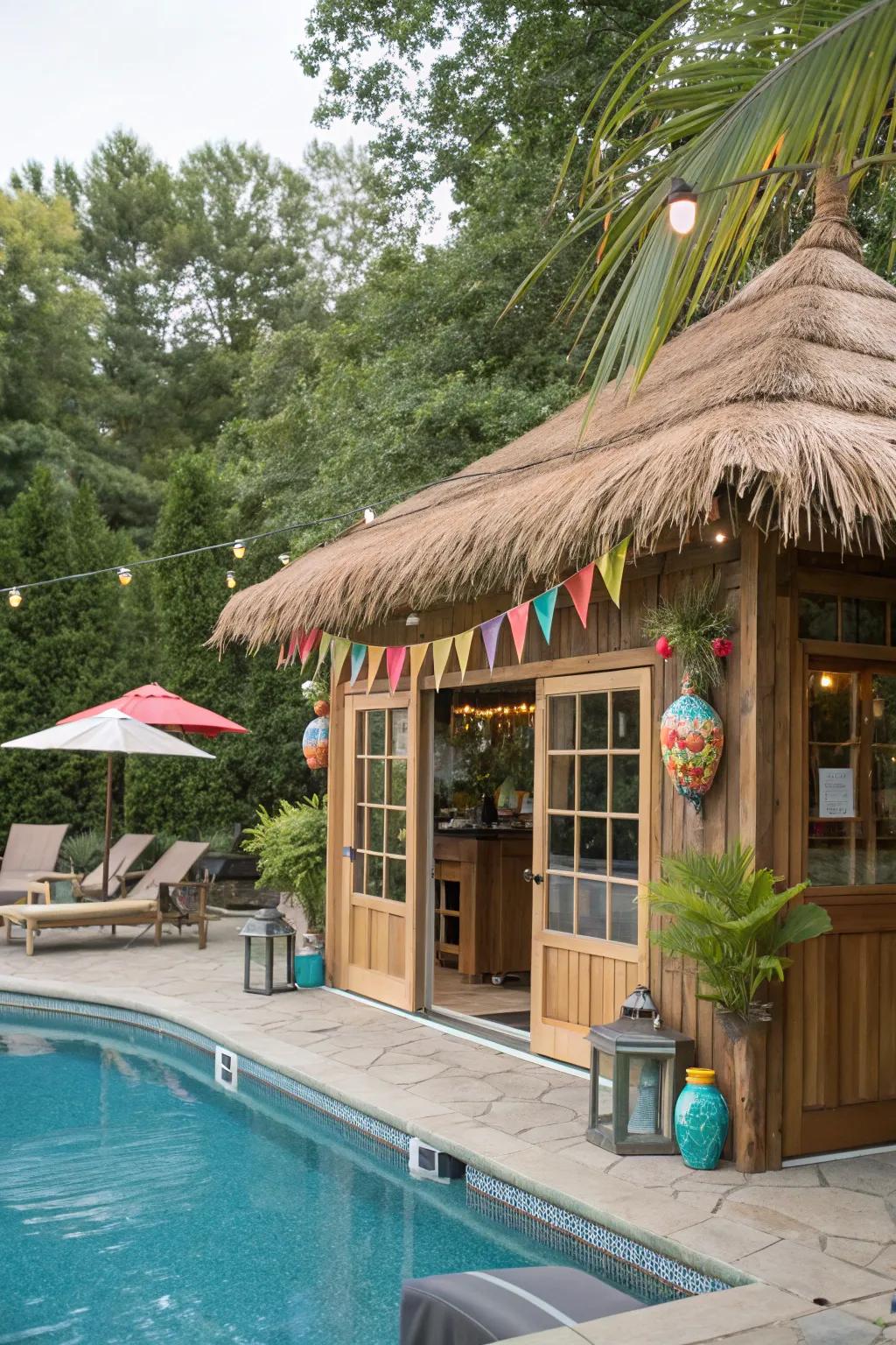 A tiki bar infuses your pool area with tropical vibes.