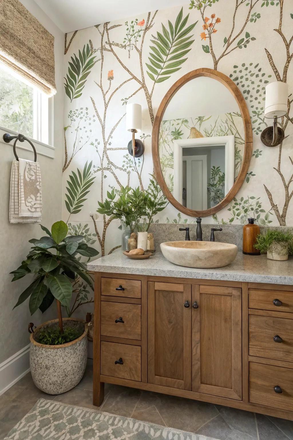 Nature-inspired designs bring tranquility and timelessness to your powder room.