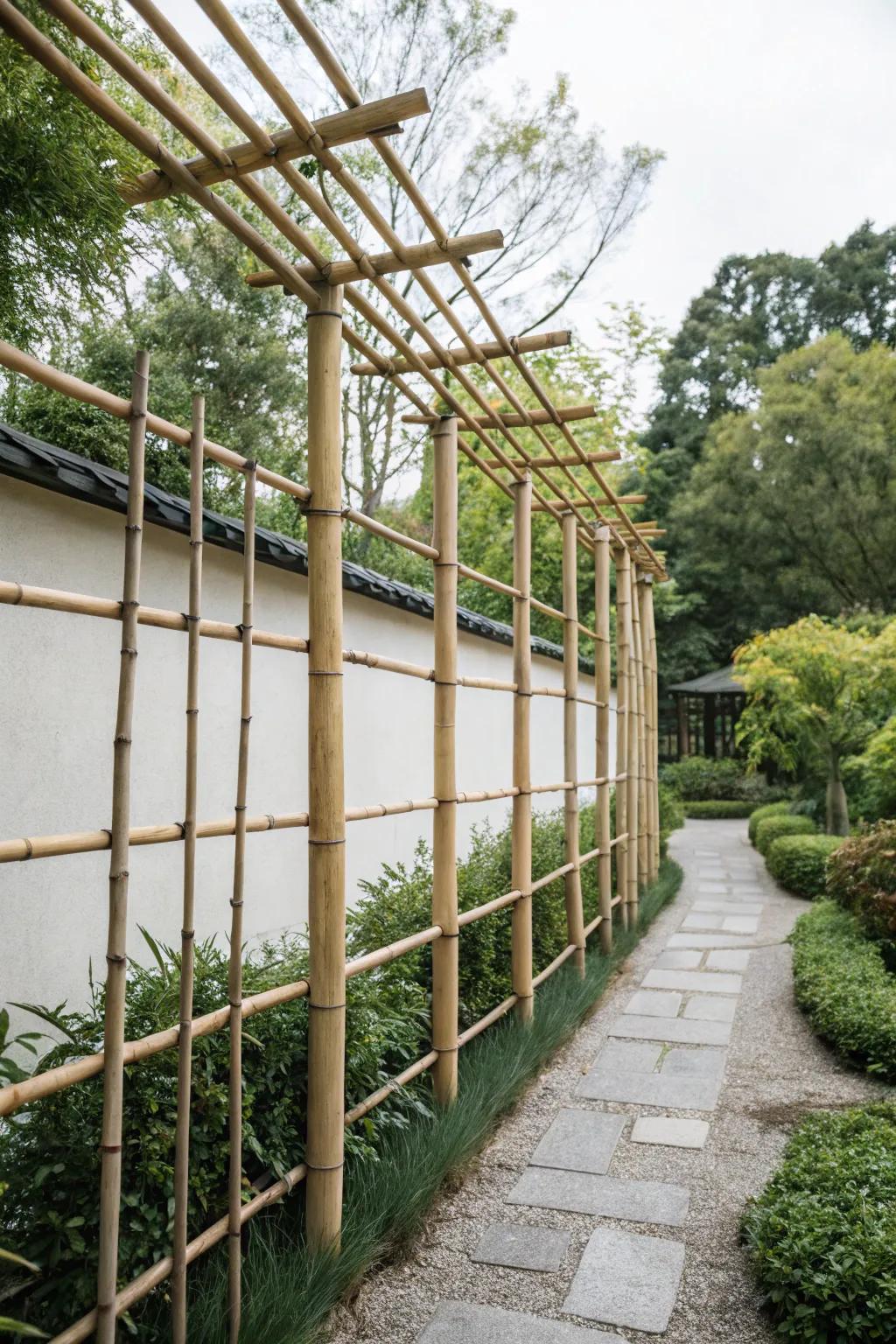 Add a touch of zen with a natural bamboo trellis.