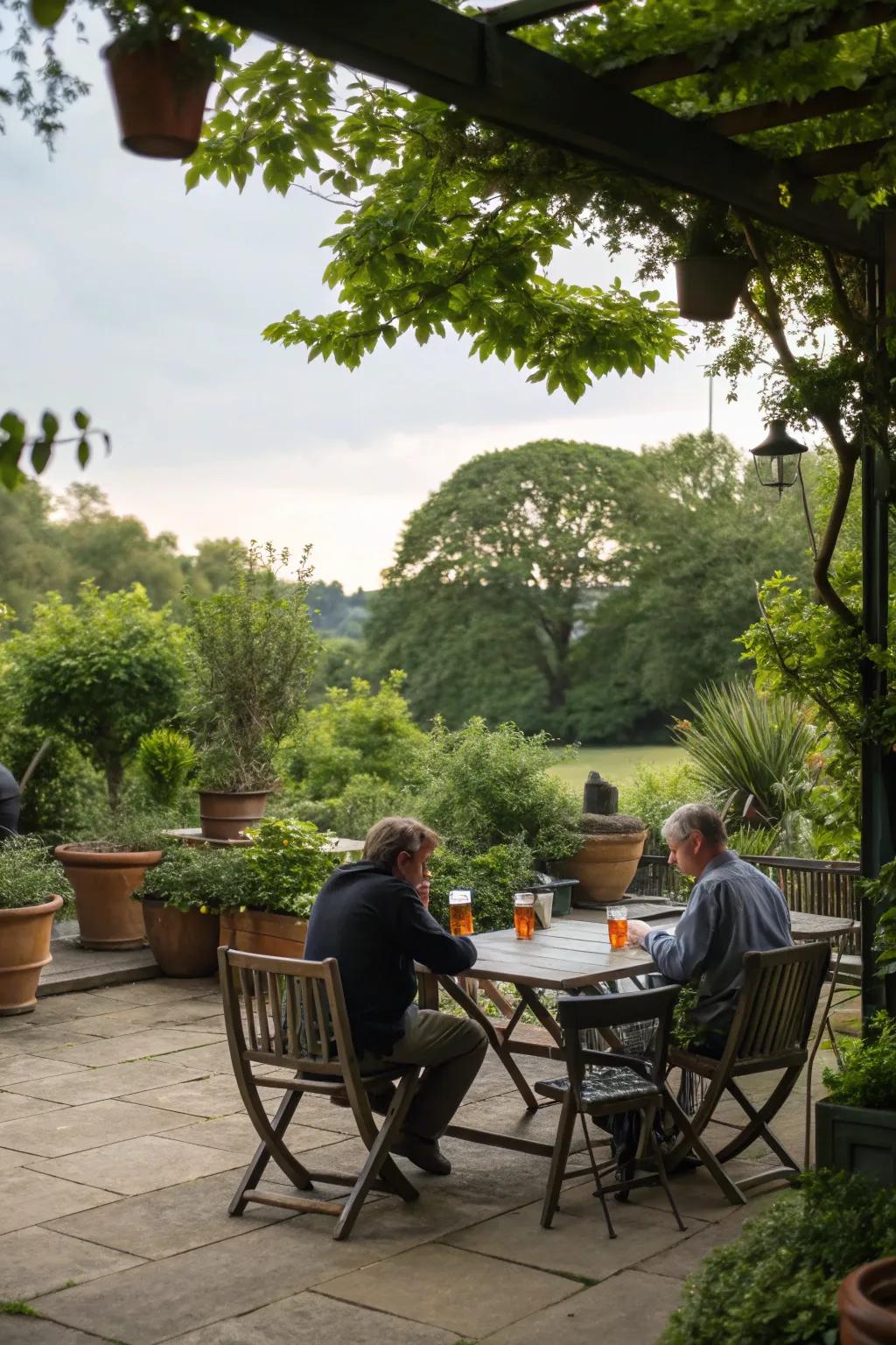 Bring the indoors out with a stylish patio pub table.