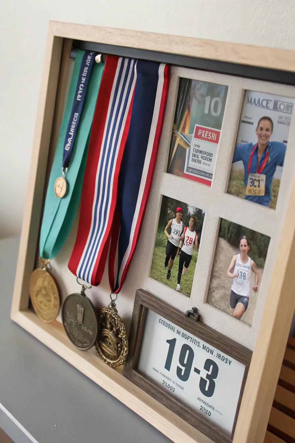 DIY shadow box capturing racing memories in a beautifully framed display.