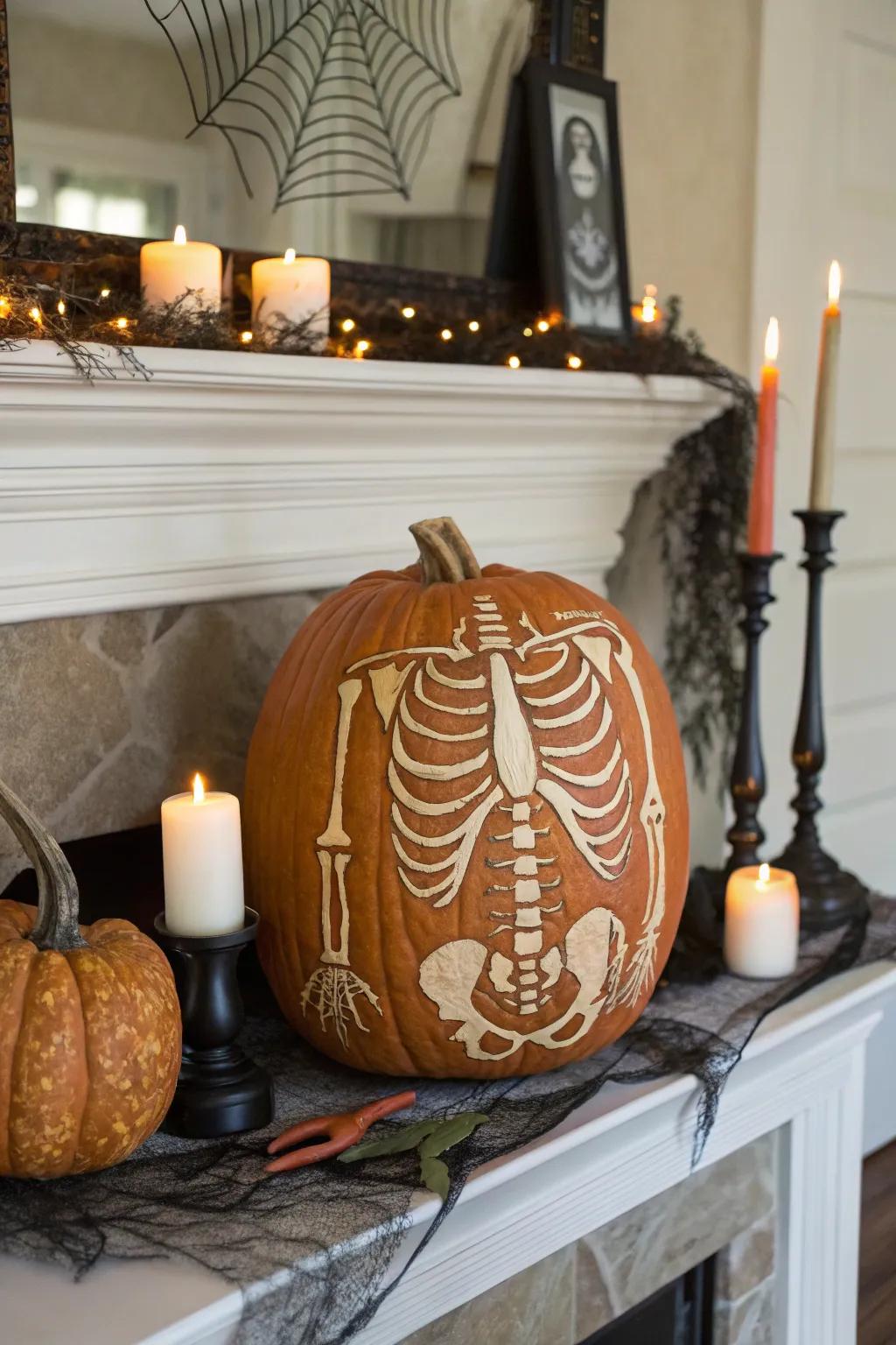 Skeletal layout gourd for a spooky vibe