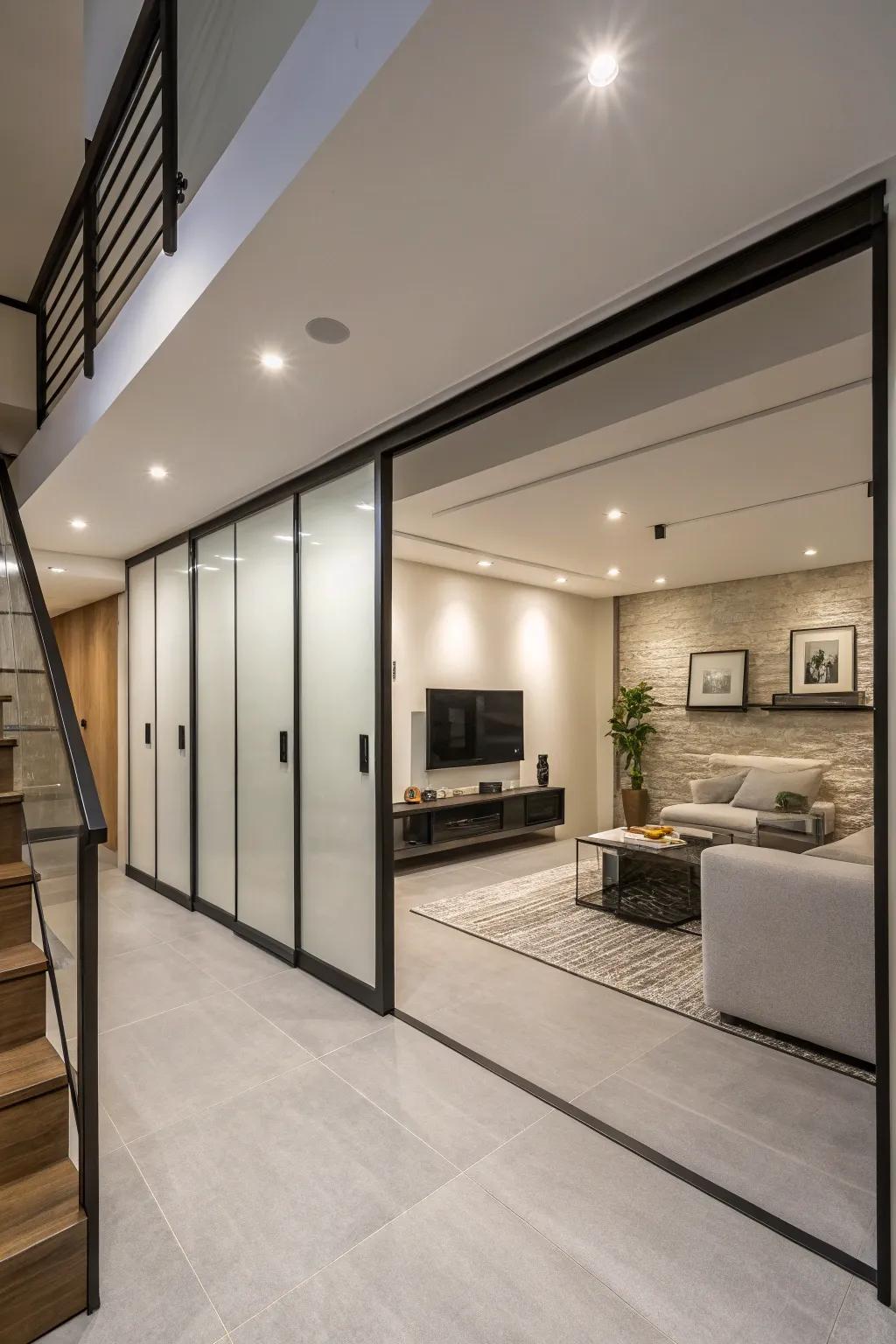 Sliding doors provide a chic and efficient way to manage space.