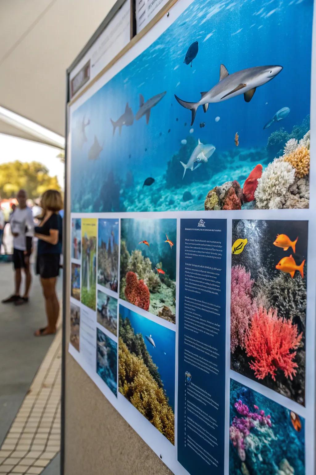 An immersive underwater adventure awaits on this bulletin board.