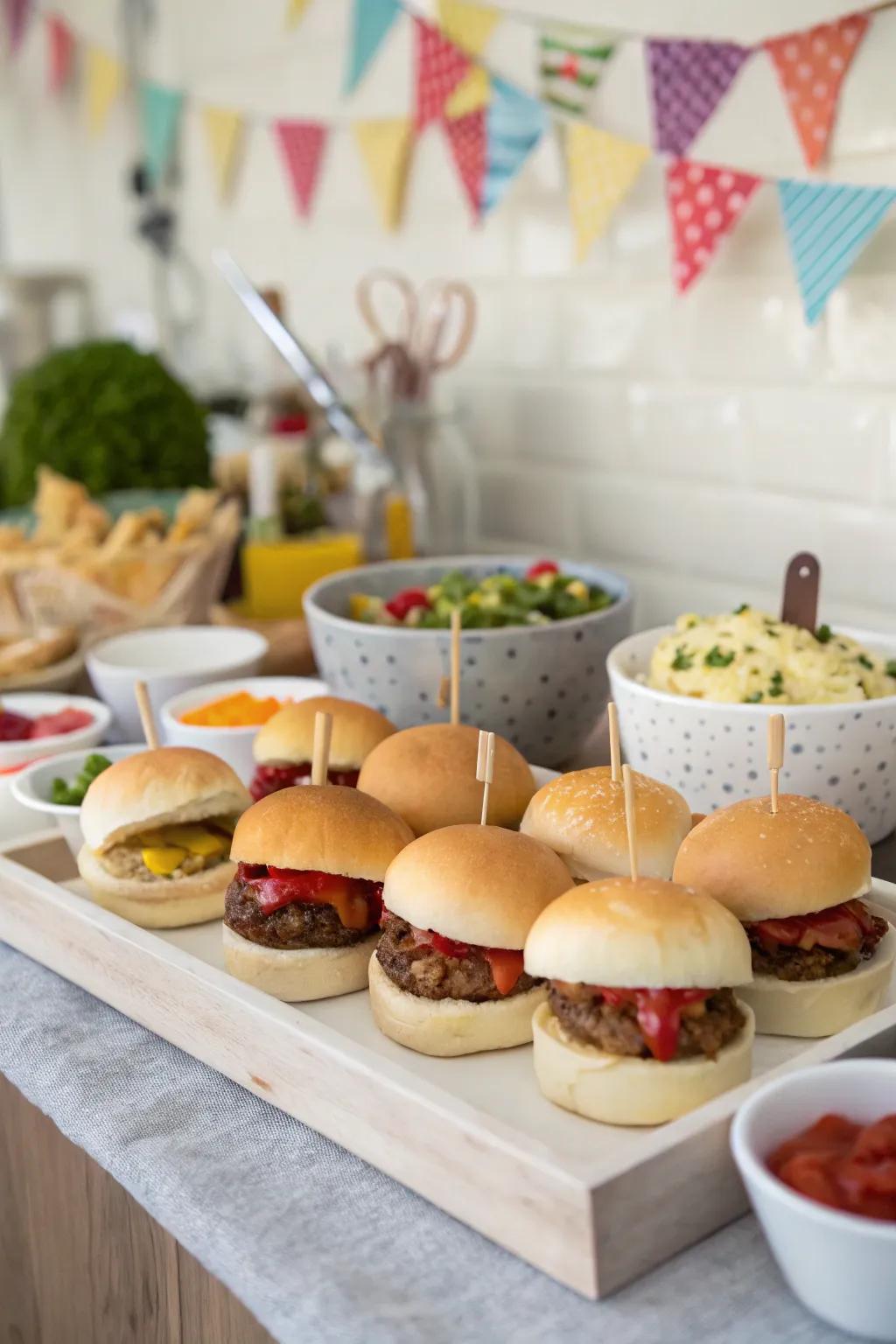 A gourmet slider station ready for your guests to create their own flavors.