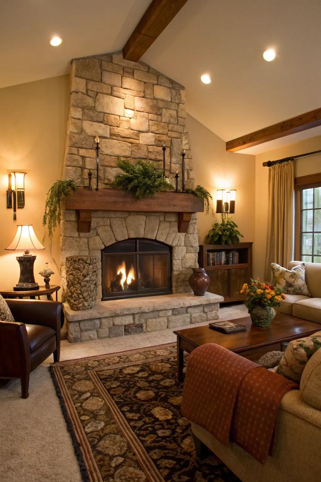 A fireplace surround that adds warmth and character.