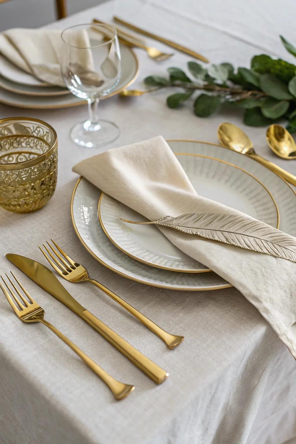 Opulent table setting with gilded highlights.