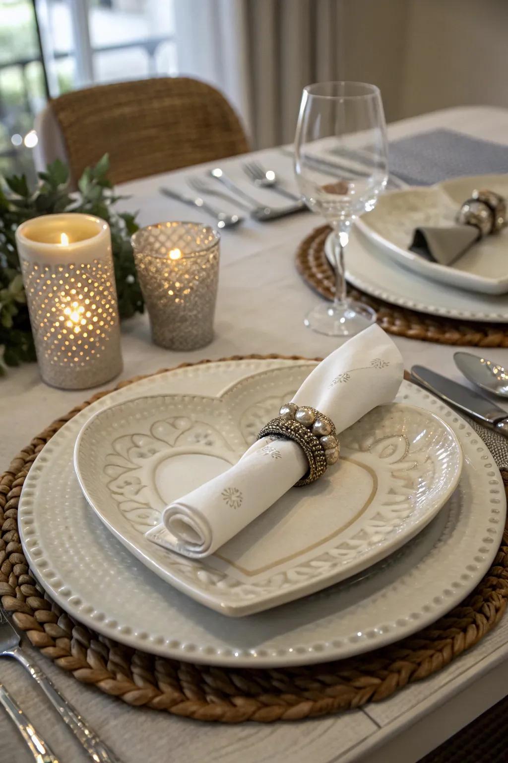 Heart-shaped decor offers a whimsical romantic accent.