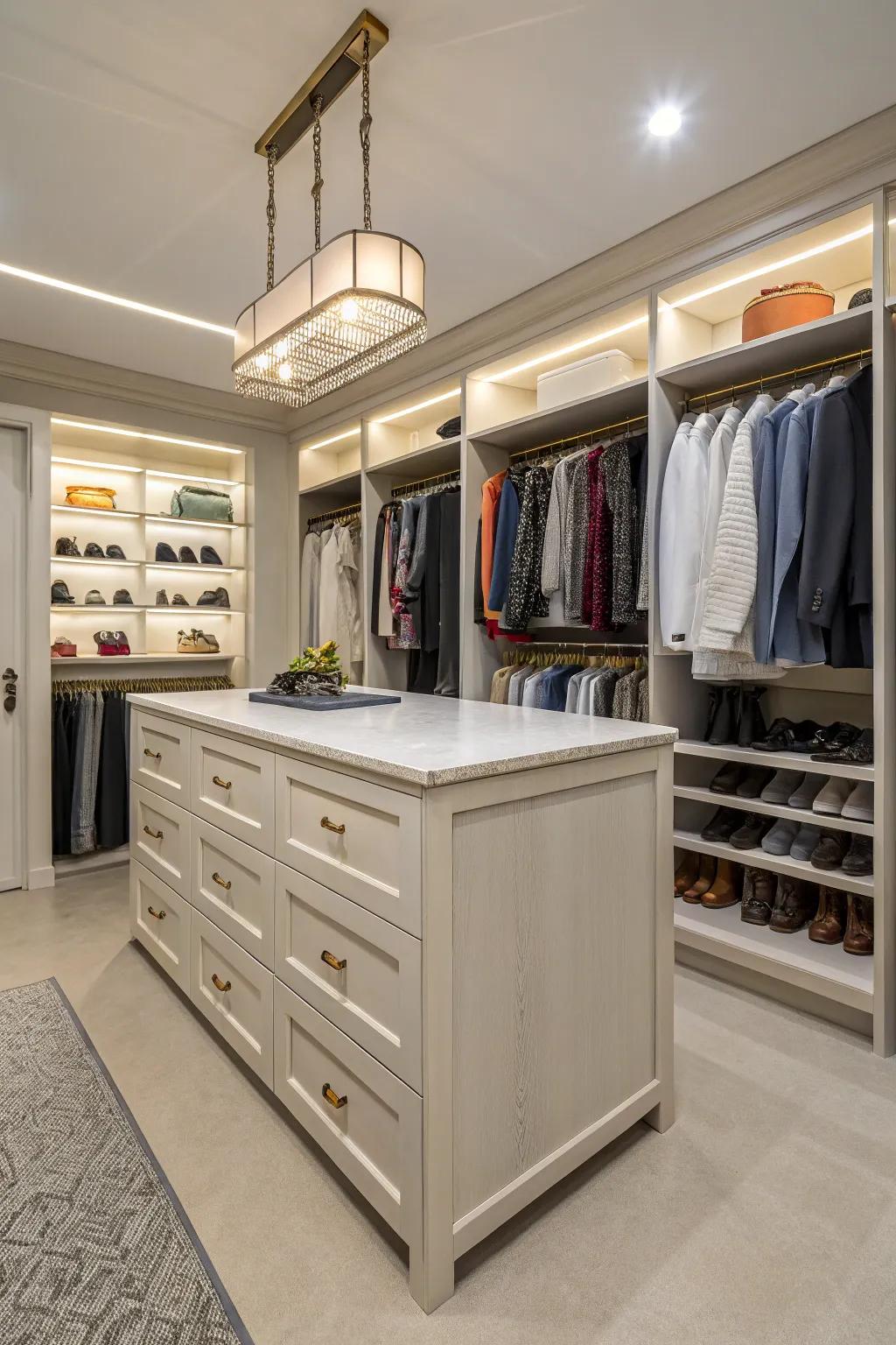 A central console with drawers brings both fashion and usability.