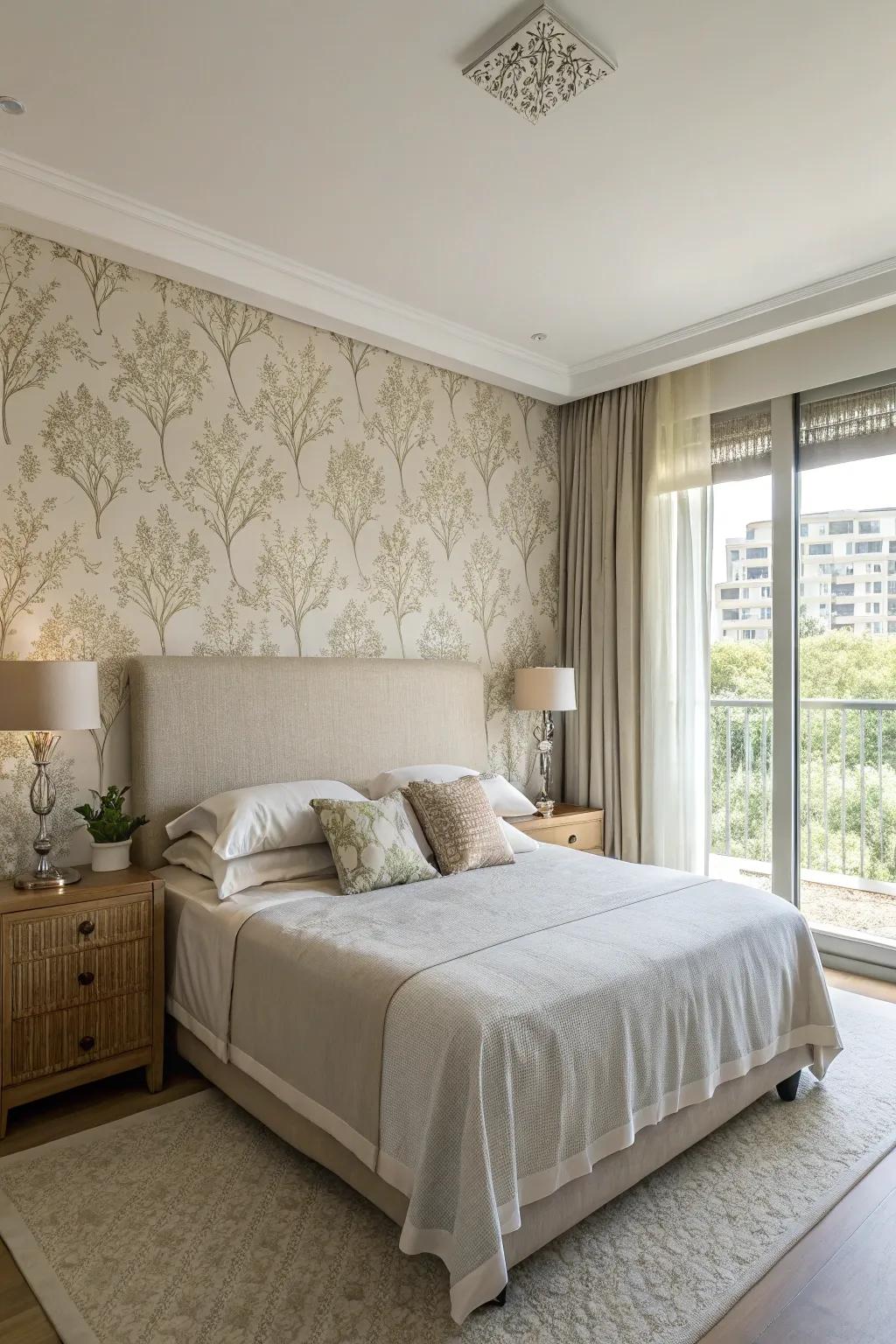 Neutral colors create a peaceful and relaxing bedroom setting.