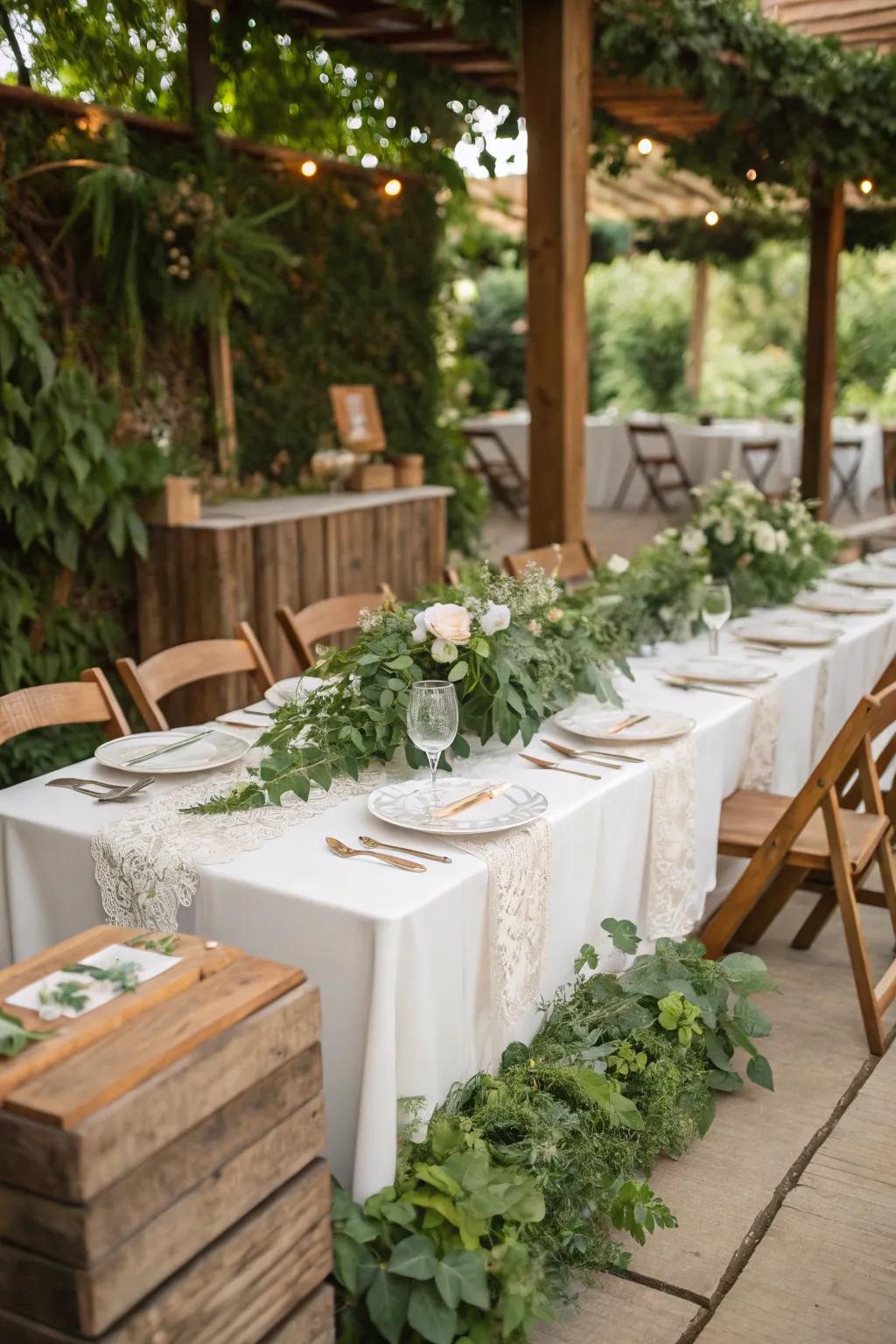 Natural accents impart an organic allure to your wedding table.