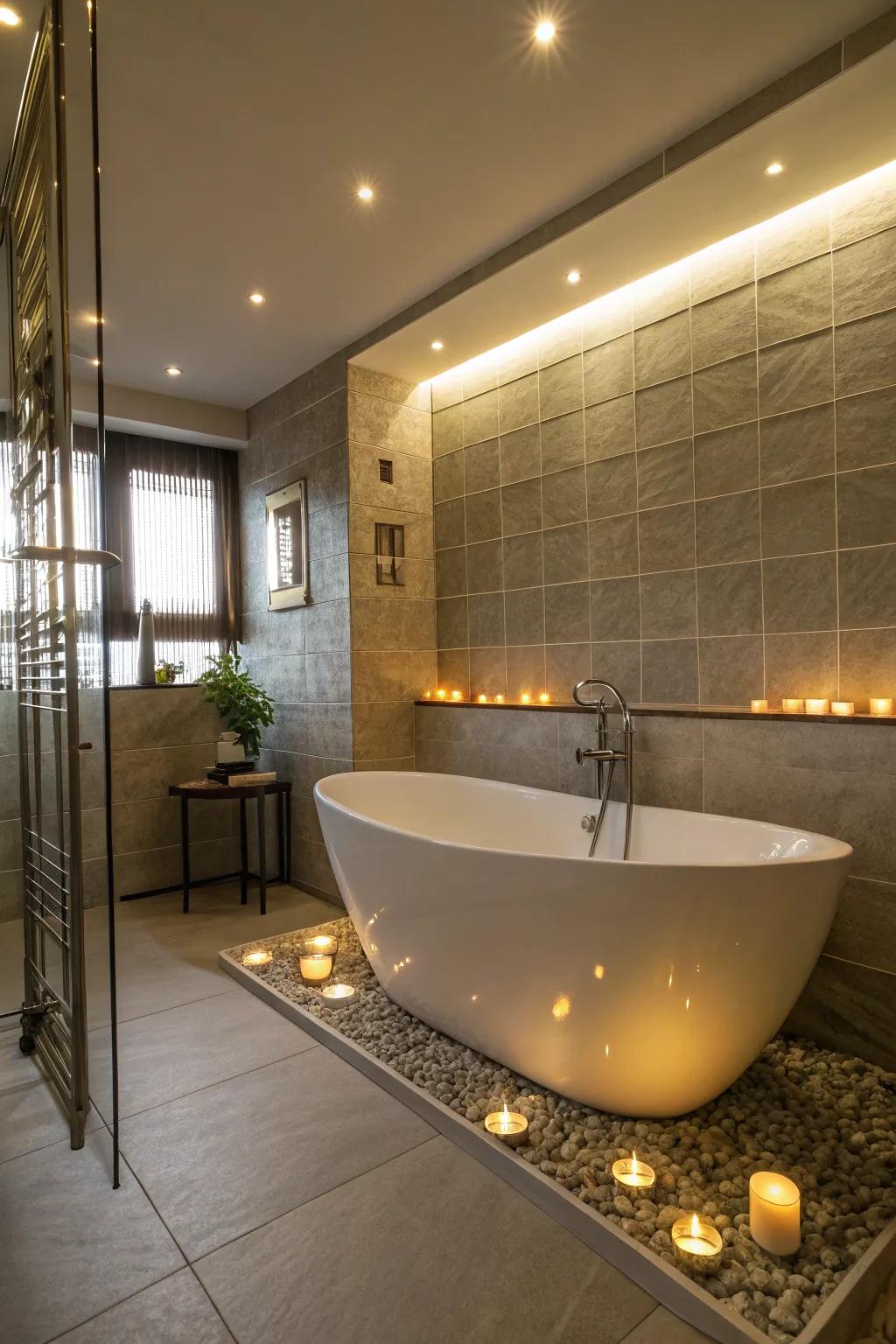 A luxurious freestanding bathtub that draws you in.