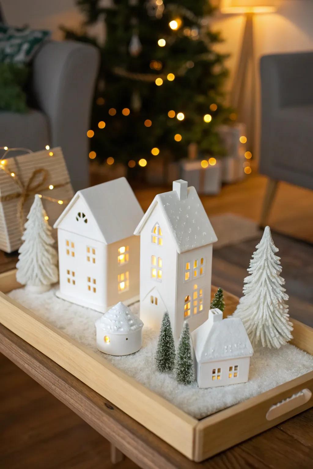 A tabletop winter wonderland adds whimsy and charm to your decor.