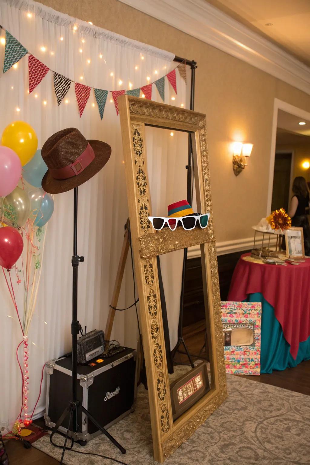 Capture sweet memories with a charming photo booth, perfect for a first birthday.