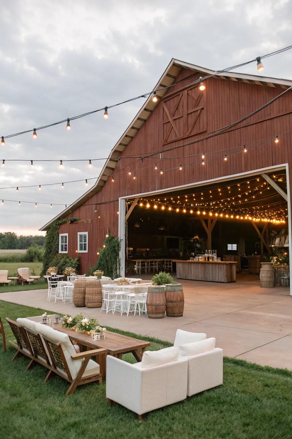 An outdoor entertainment barn can become the heart of your social gatherings.