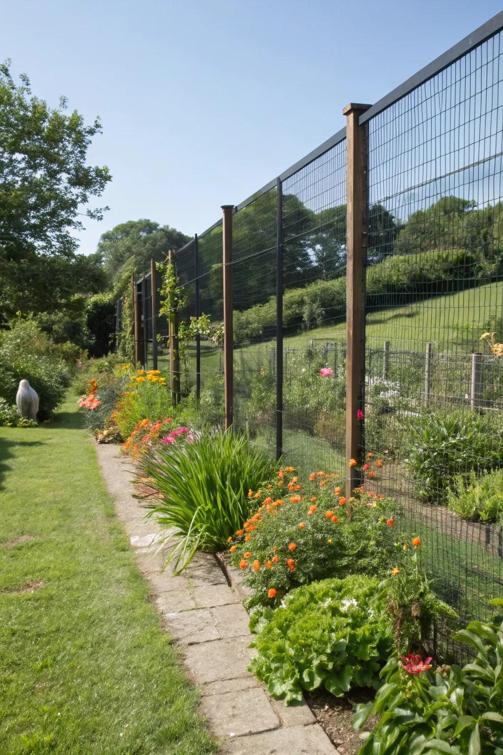 Innovative cat fencing that offers security while maintaining the garden's natural beauty.