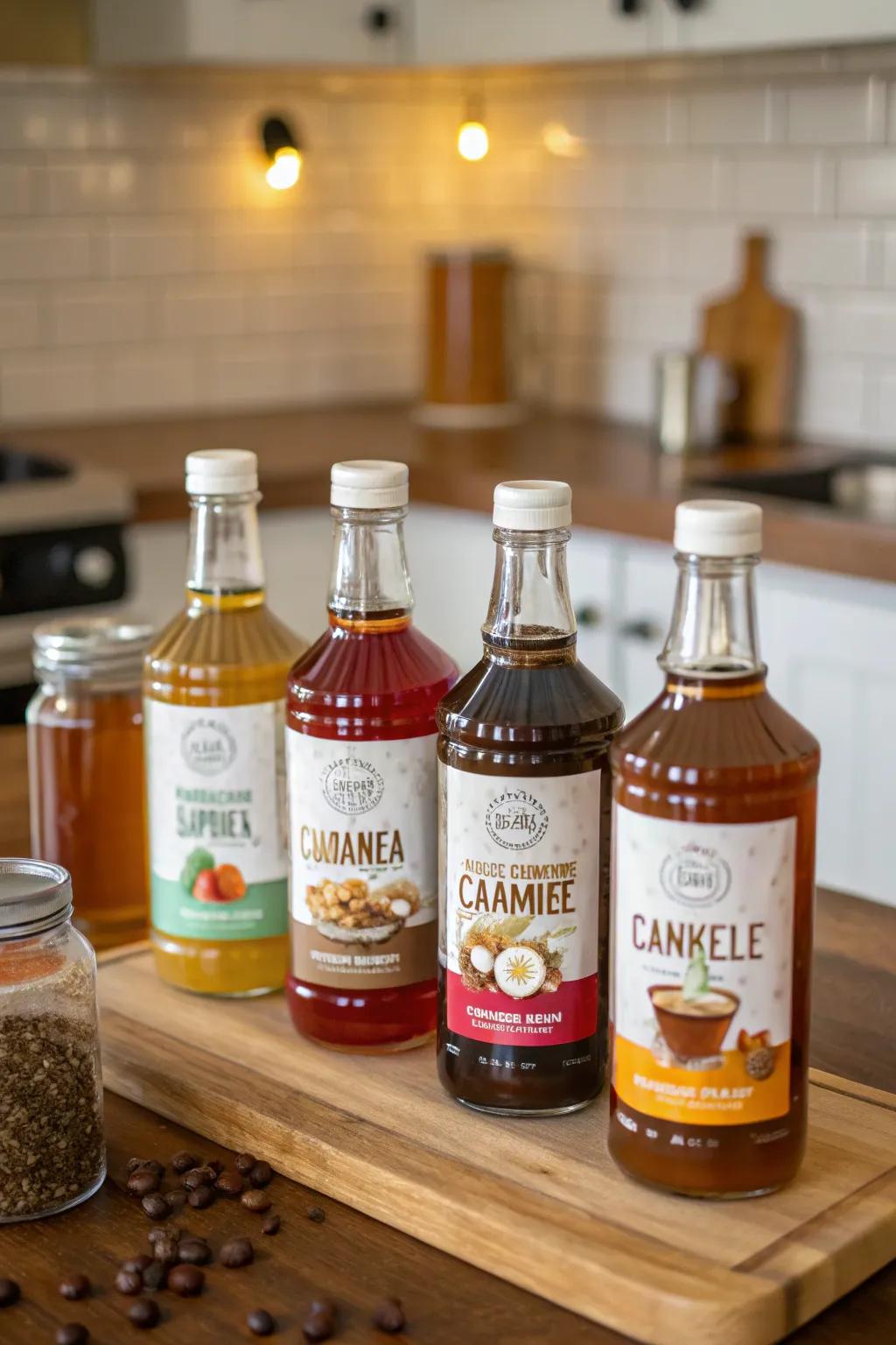 Improve your coffee through various flavored syrups.