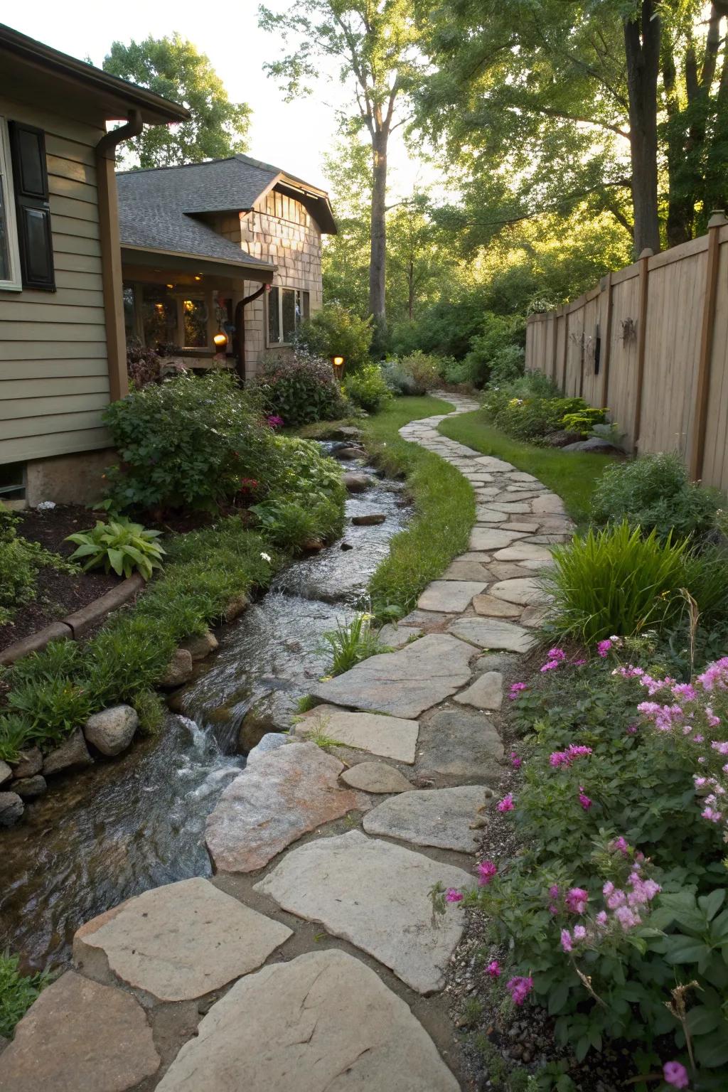 Walkways deliver design and ask you to discover your creekside landscape.