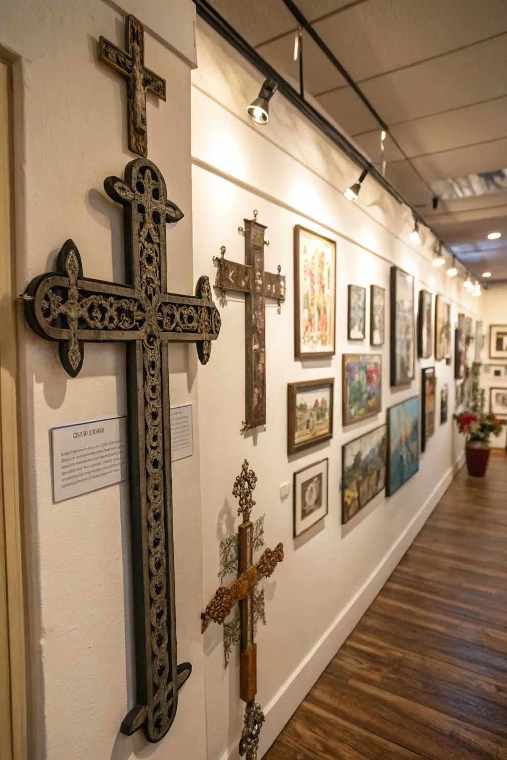 A gallery wall displaying a spectrum of panel embellishments.