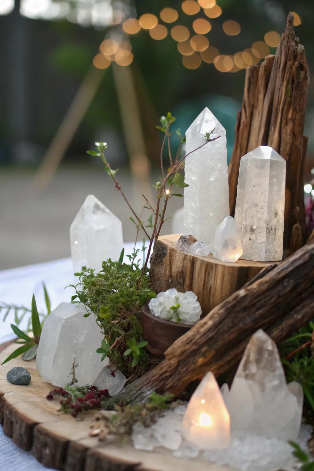 Natural elements bring balance to this altar.